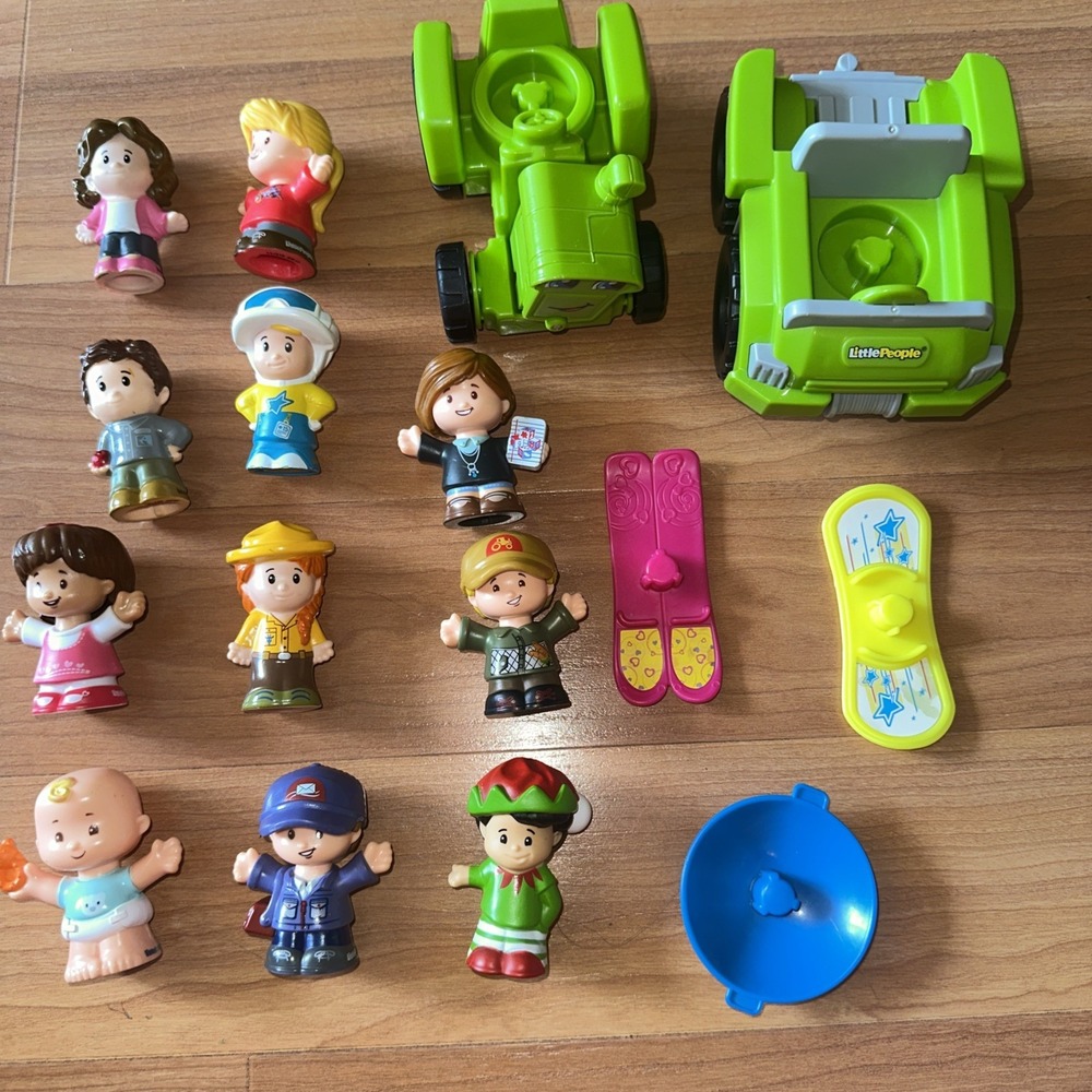 Lot Various Fisher Price Little People and Vehicles